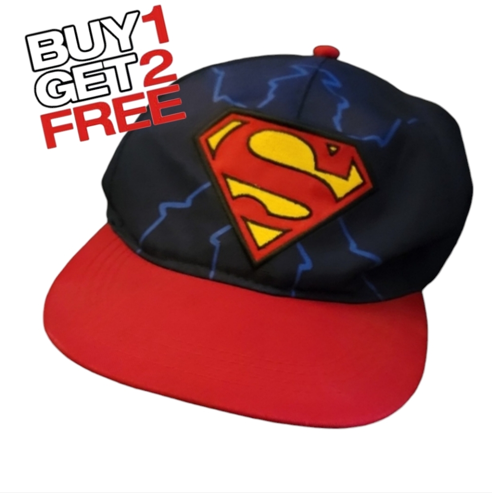 Superman Boys Hat Blue Snap‎ Back Logo DC Comics Vintage Cap